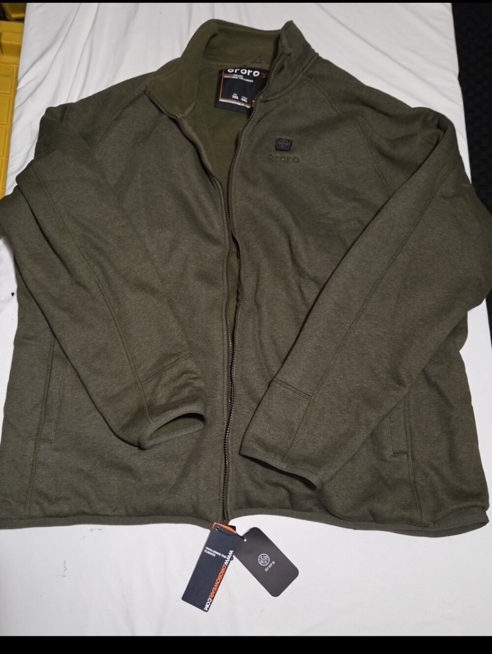 New ororo mens 3X green zip up heated fleece electric jacket #19